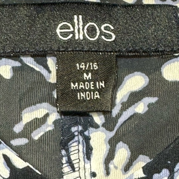 Ellos Cover-Up M Navy Black V-Neck Sleeves Drawstring Pool Summer Beach Floral - Picture 3 of 8